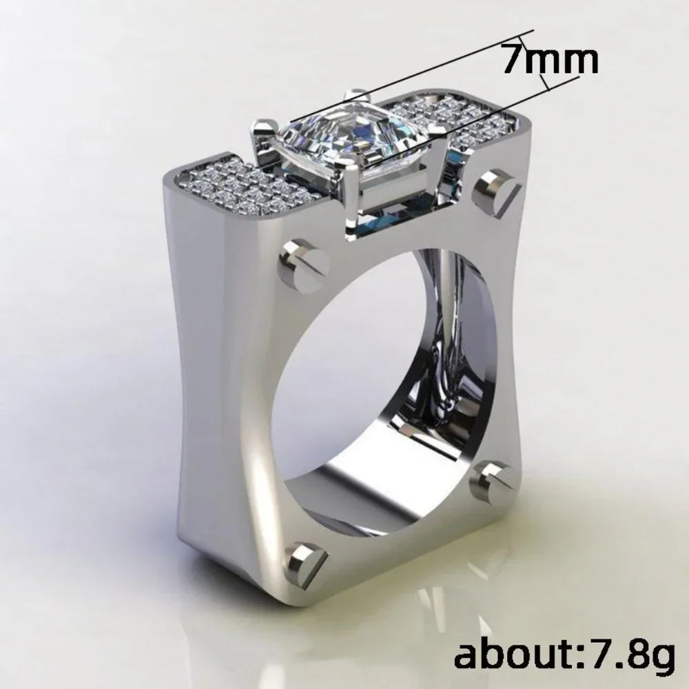 ✨ Punk Refine Cubic Princess Zircon Diamond Filled Ring for Women/Man, P…